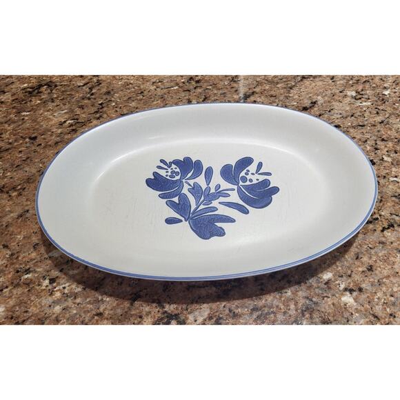 Pfaltzgraff Yorktowne 14" Oval Platter Blue Gray Stoneware